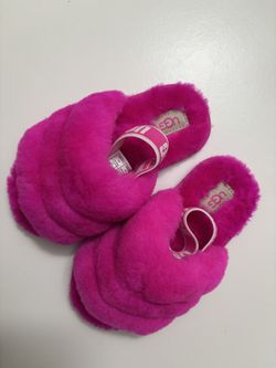 Ugg Fluff Yeah Slide Slipper Sandal Fuzzy Hot Pink Neon