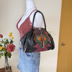 Vintage Multicolored Leather Patchwork Bag