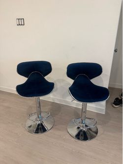 Modern Velvet Adjustable Bar Stools – Set of 2