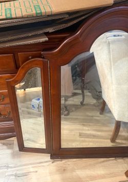 MOVING SALE – Traditional Cherry Dresser with Matching Mirror