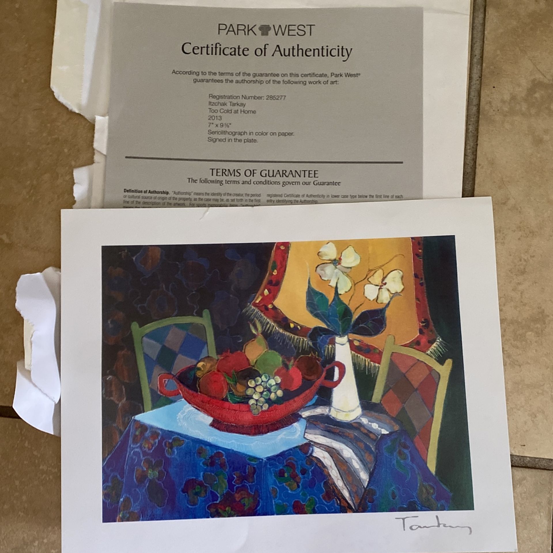 Itzchack Tar Kay Too Cold At Home Seriolithograph In Color On Paper