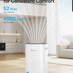 52 Pint Dehumidifier Energy Star Large Room Basement Garage Unit with Hose
