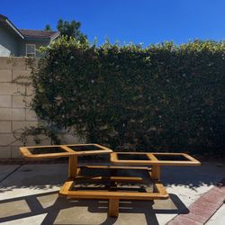1980s Articulating Solid Oak and Smoked Glass Square Swivel Coffee Table 
