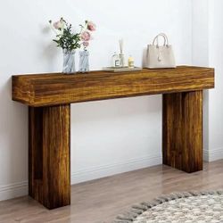 63" Wooden Sofa Table, Farmhouse Sofa Table, Entryway Table Hallway Table, Rustic Brown