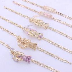Beautiful Santa Muerte 18K GOLD Bracelets 