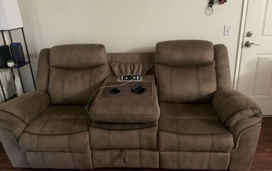 Manual Reclining Brown Sofa