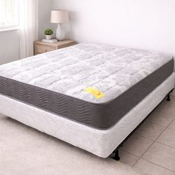New queen mattress and box spring 2pc bed frame is not included