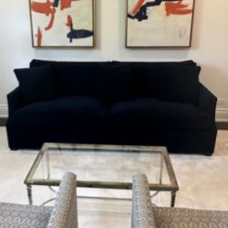 Bernhardt navy velvet couch $2k