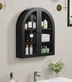 Black Arched Wall Mounted Cabinet