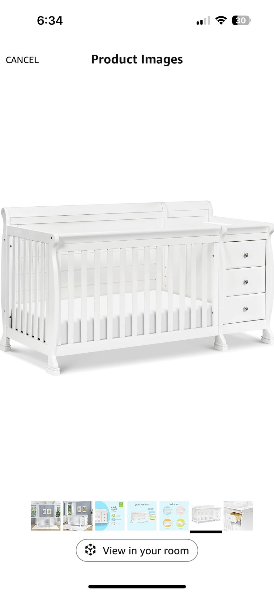 Convertible Crib and Changer Combo โ White (Like New) โ Includes Premium Mattress + Mattress Protector