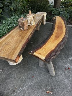 Handmade log benches