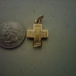 VINTAGE 14K Gold Cross. Greek. 14 Karat Jewelry Charm Pendant