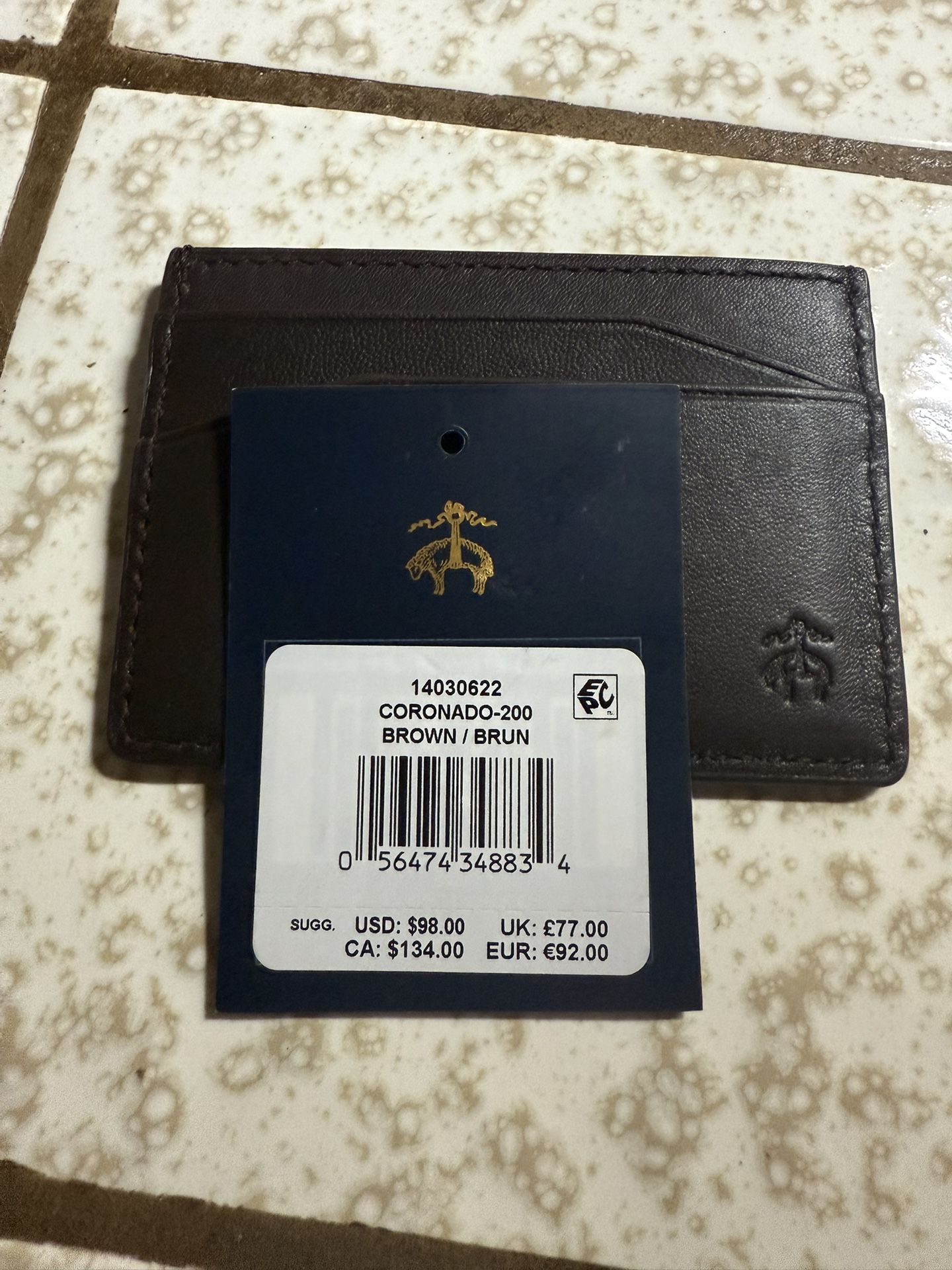 Brooks Brothers Brown Leather Cards Wallet With Center Money Slot Genuine  Leather Brand New