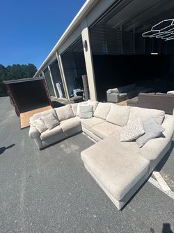 Beige Fabric Sectional Sofa