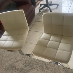 White Leather Bar Stools x2