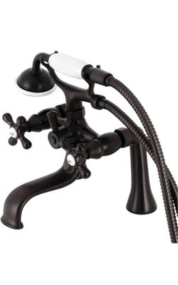 Kingston KS228ORB Deck-Mount Clawfoot Tub Faucet, Oil Rubbed Bronze Kingston collection; With hand shower; 7" Center; Constructed in high quality soli