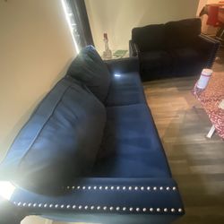 Blue Velvet Soft Loveseats And Sofa 