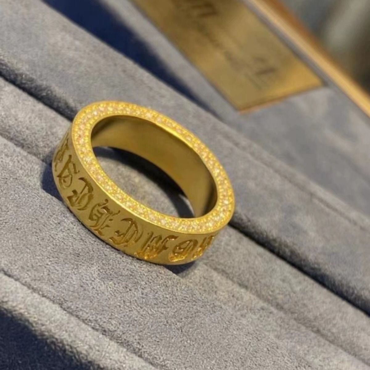 CH Chaoxuan diamond gold eternal heart ring personality light luxury fashion men’s and women‘s couple ring high-end sense