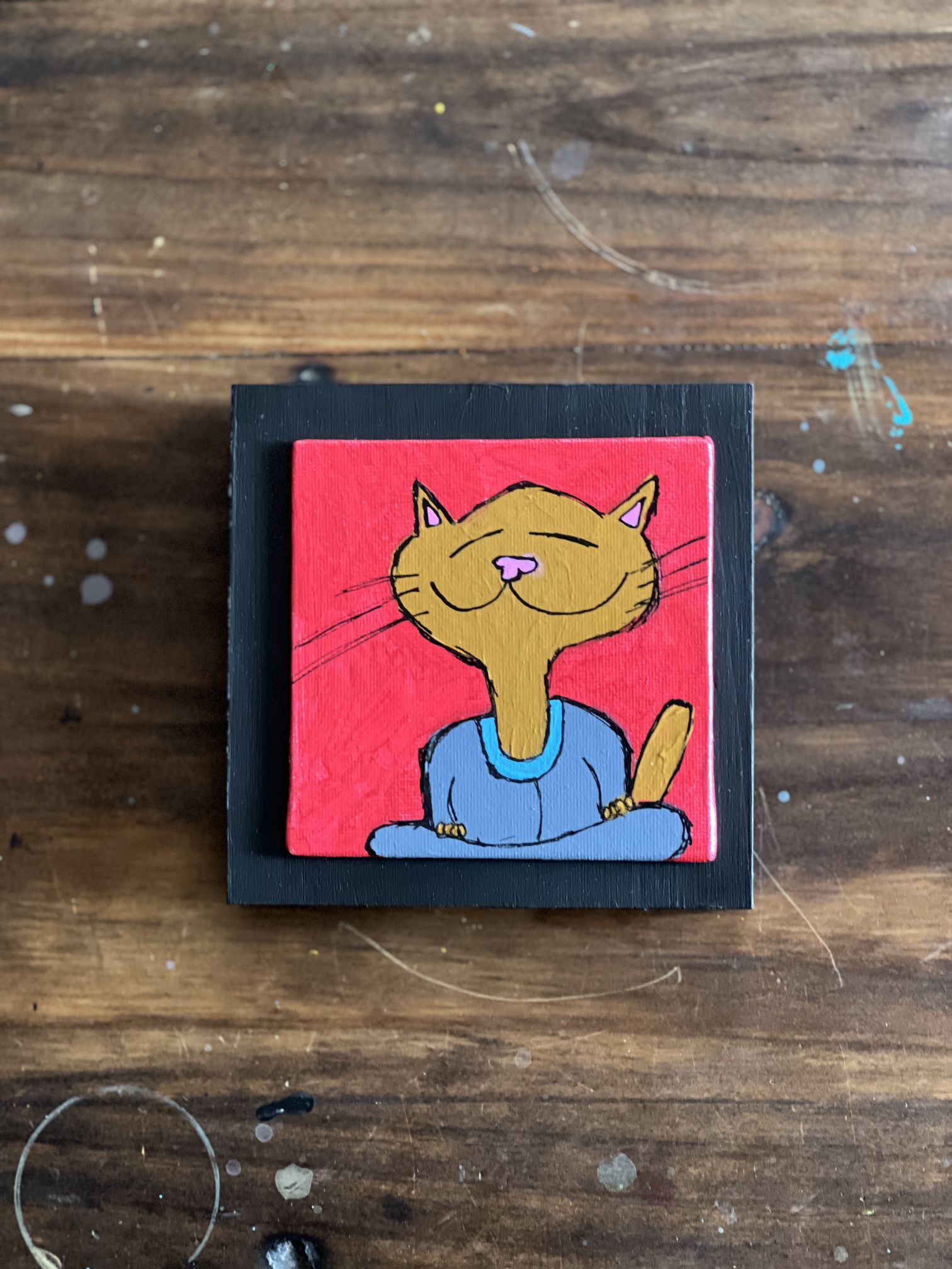 Meditating Cat Painting