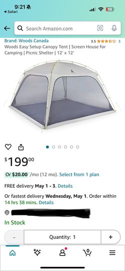 Woods Canada 12'x12' Easy Set Up Canopy Tent