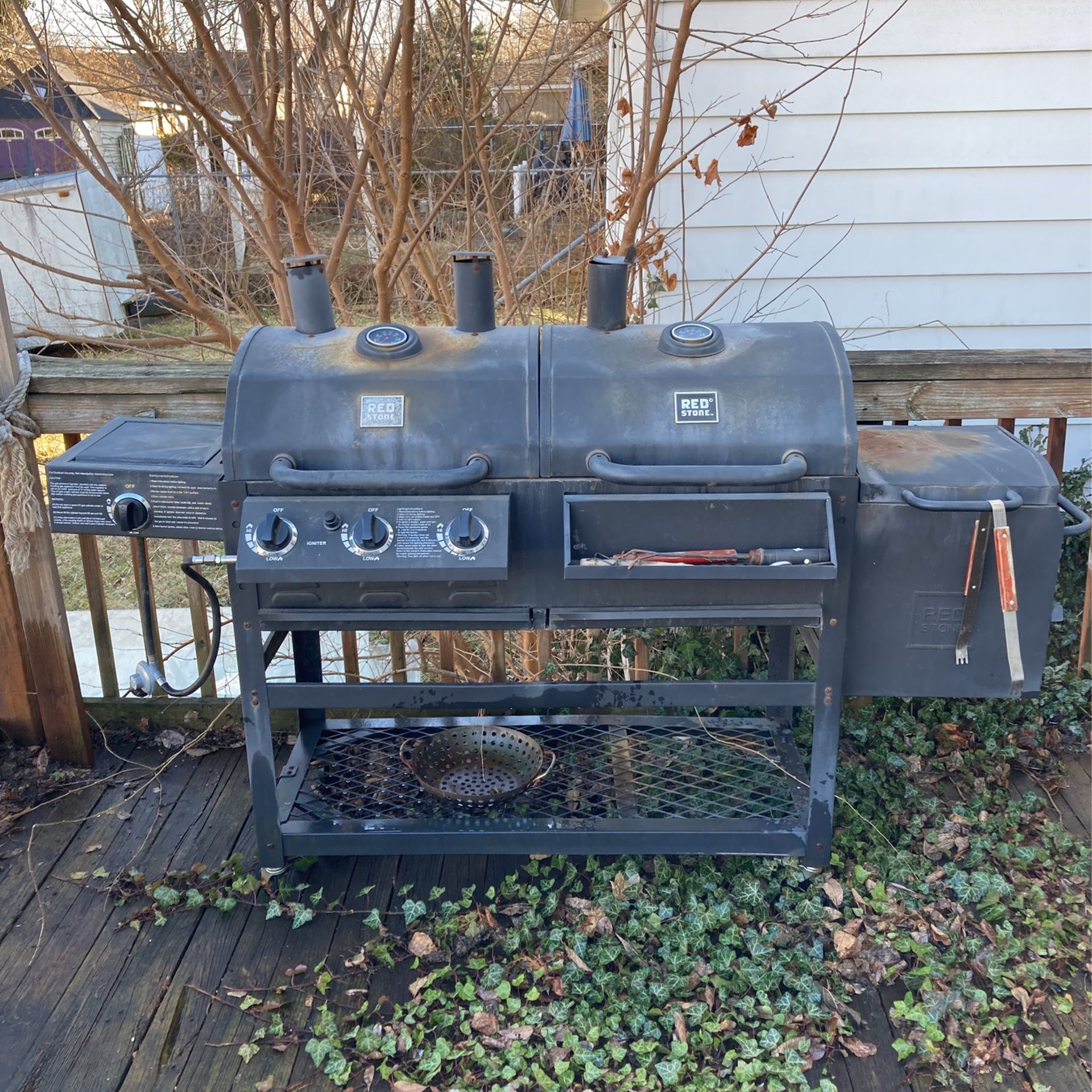 Red Stone Double Grill With Hot Plate And Smoker