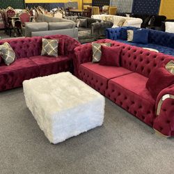 Lupino Velvet Sofa & Loveseat  ,Free delivery Same Day 