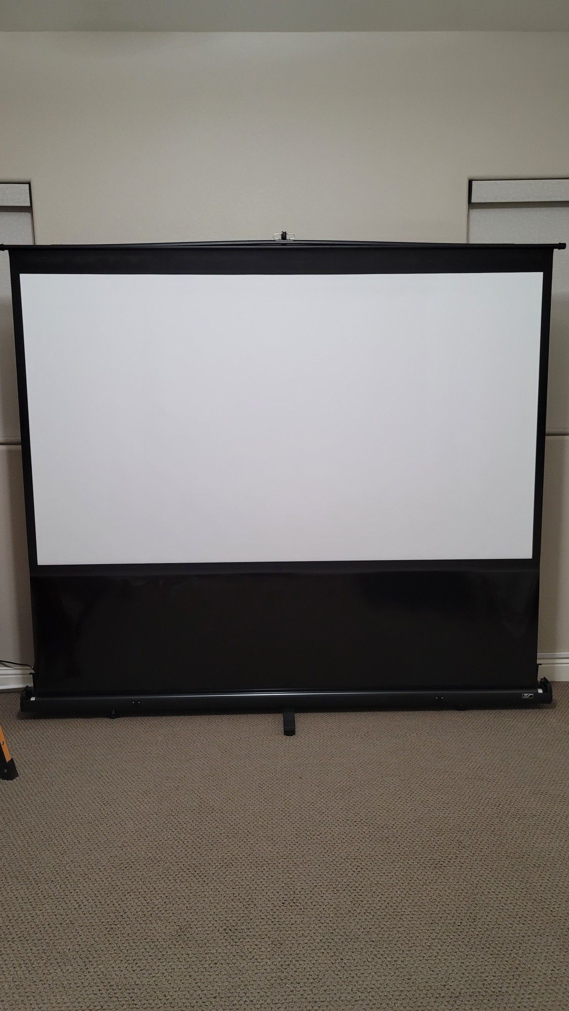 100" projector screen (Elite Screens) and projector stand