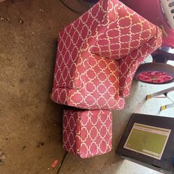 Kids Pink Chair And Foot Stool