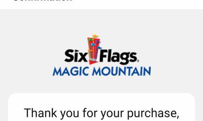 Six flags ticket 6/11/26