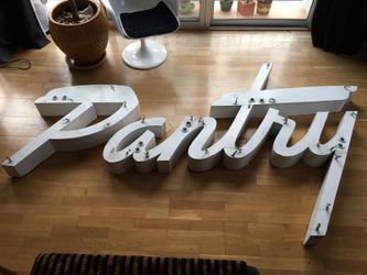 Rare vintage script channel letter metal sign.