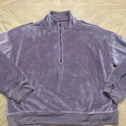 New Avia Womens Velour Sweater Size Large (12-14) 1/4 Zip Collared Long Sleeve Pullover