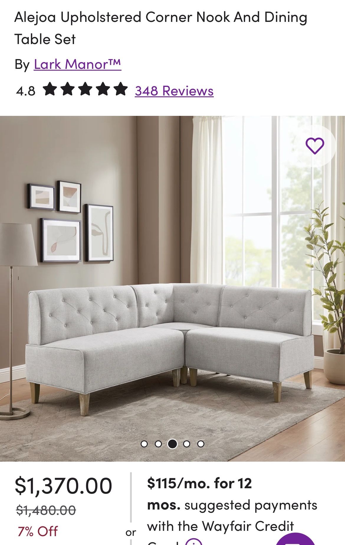 Corner Dining Nook Upholstered Seating 