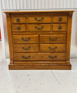 Gorgeous oak tallboy dresser by American Drew