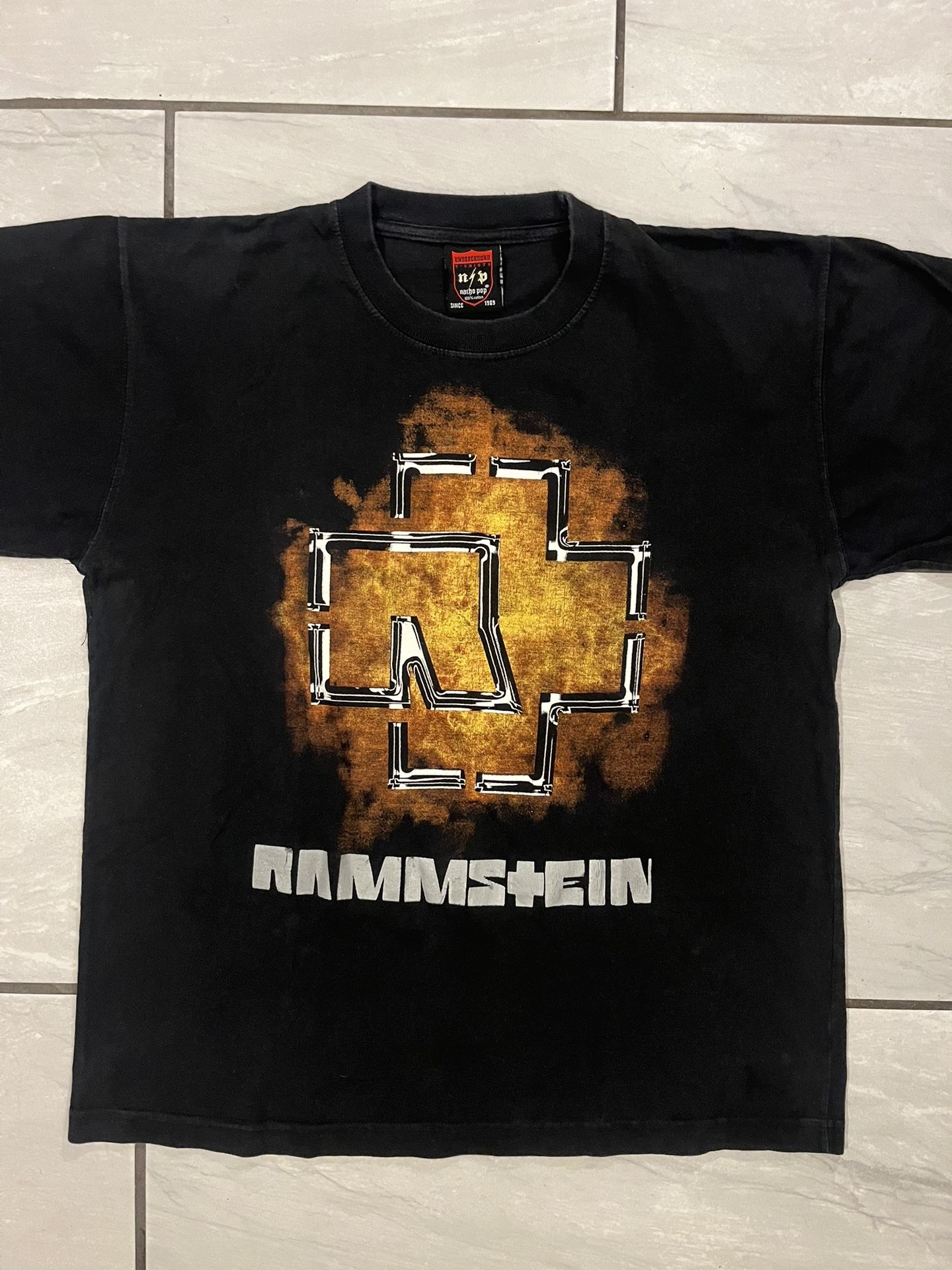 Vintage 90s 00s Rammstein Album shirt Faces Astronaut Moon Size Large Black