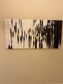Abstract Black & White Canvas Painting – 48” x 24”