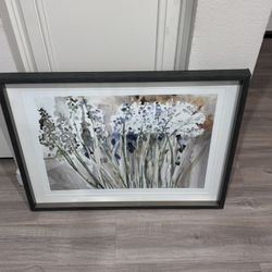 Framed Floral Wall Art Painting 33x25 Modern Botanical Print