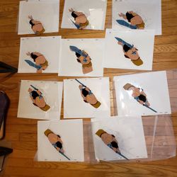 Lot of 11 Pencil & 11 Paint CONAN THE ADVENTURER Cartoon Animation 10x12.5" Cels