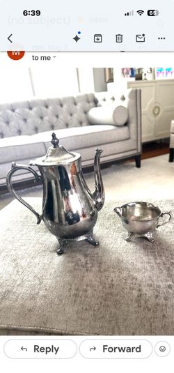 VTG Poole Co 5000 Silver Plate Plated Coffee Tea Pot And CREAMER