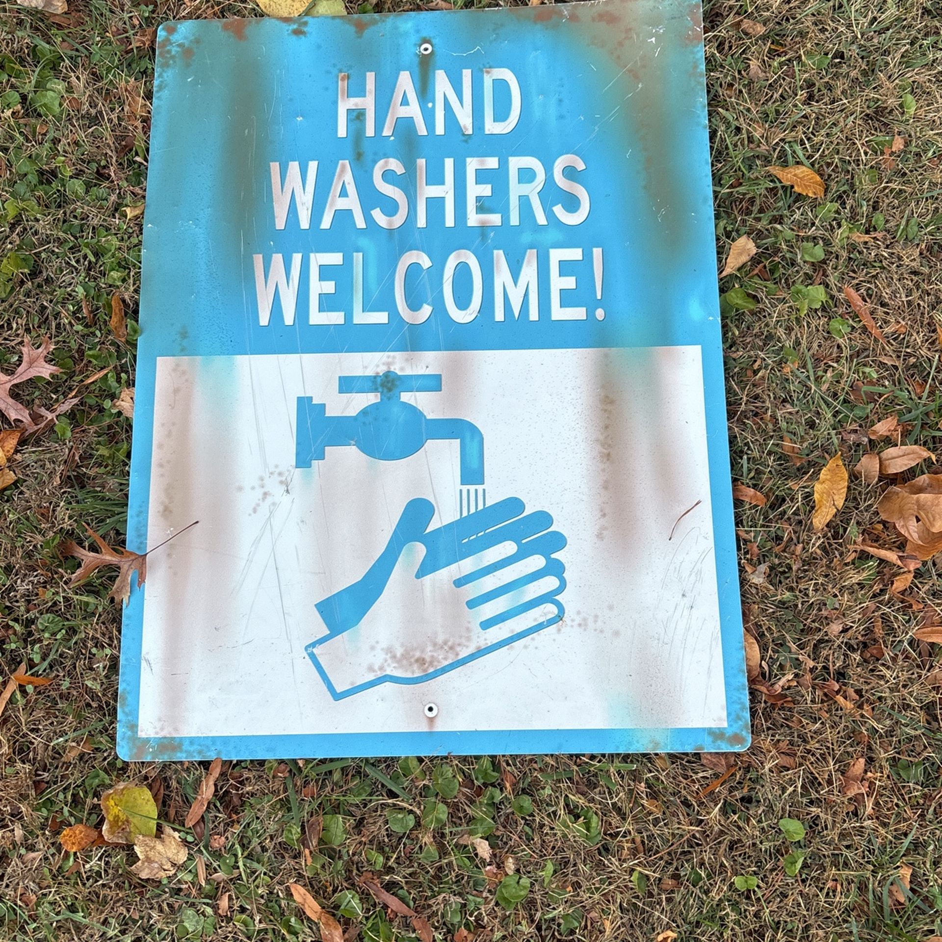 Rustic Metal Hand Washing Sign