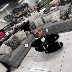 2pc Living Room Set 🩶 Grey Fabric 🔥🔥🔥