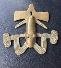 Vintage Brass Tairona Style Frog Pendant