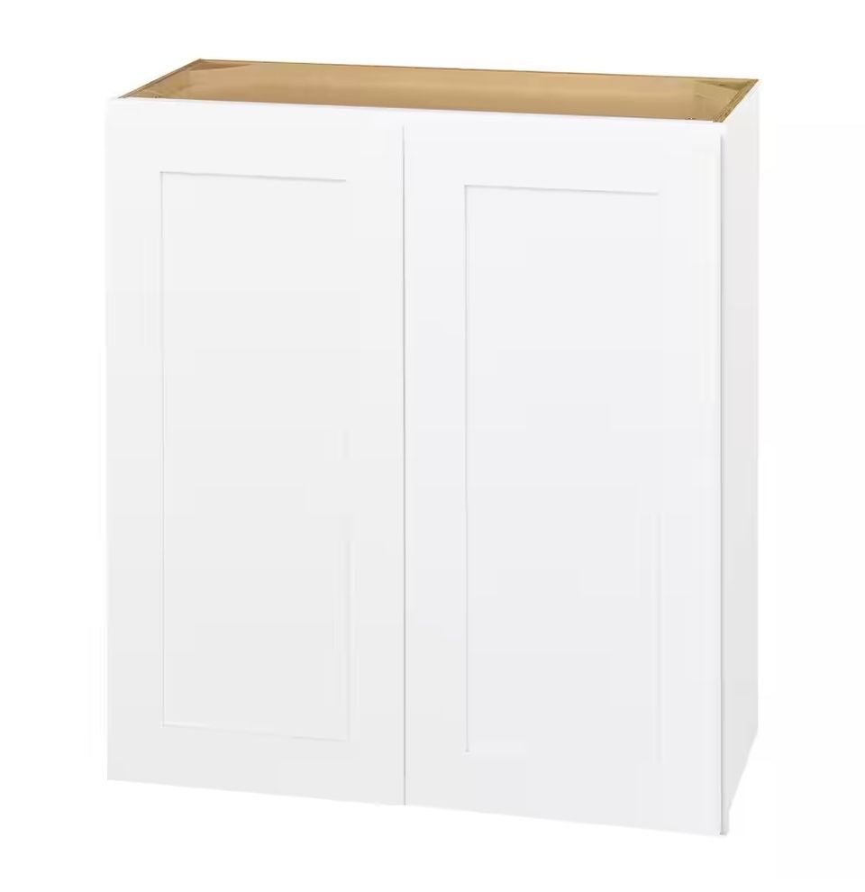 Hampton Bay Avondale 27 in. W x 12 in. D x 30 in. H Ready to Assemble Plywood Shaker Wall Kitchen Cabinet in Alpine White