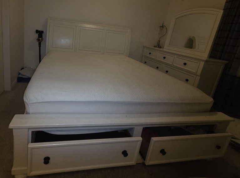 CA King Bed With Dresser Mattress Included