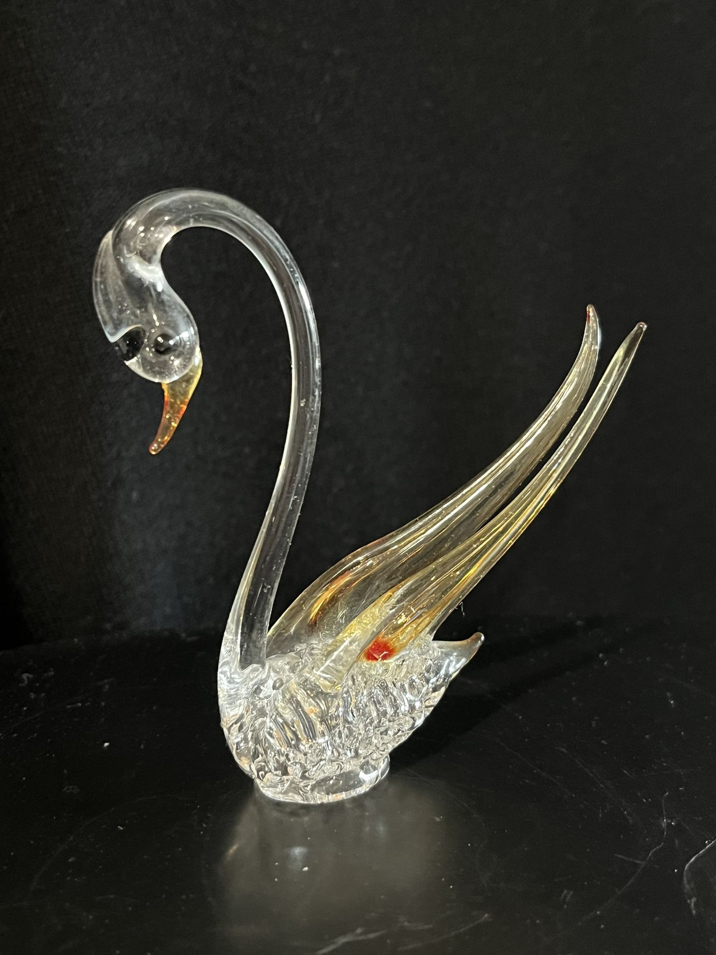 Spun Glass Minature Swan Figurine