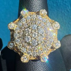 10k solid yellow gold 5CTW Natural Diamond Crown King iced out  men’s ring sz 7.75