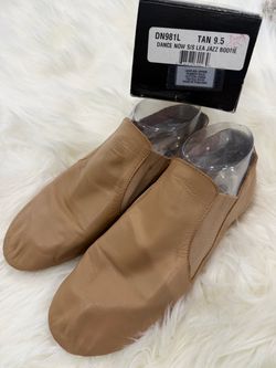 Dance Now Jazz Shoes Womens 9.5 Tan Leather Slip On Jazz Booties DN981L