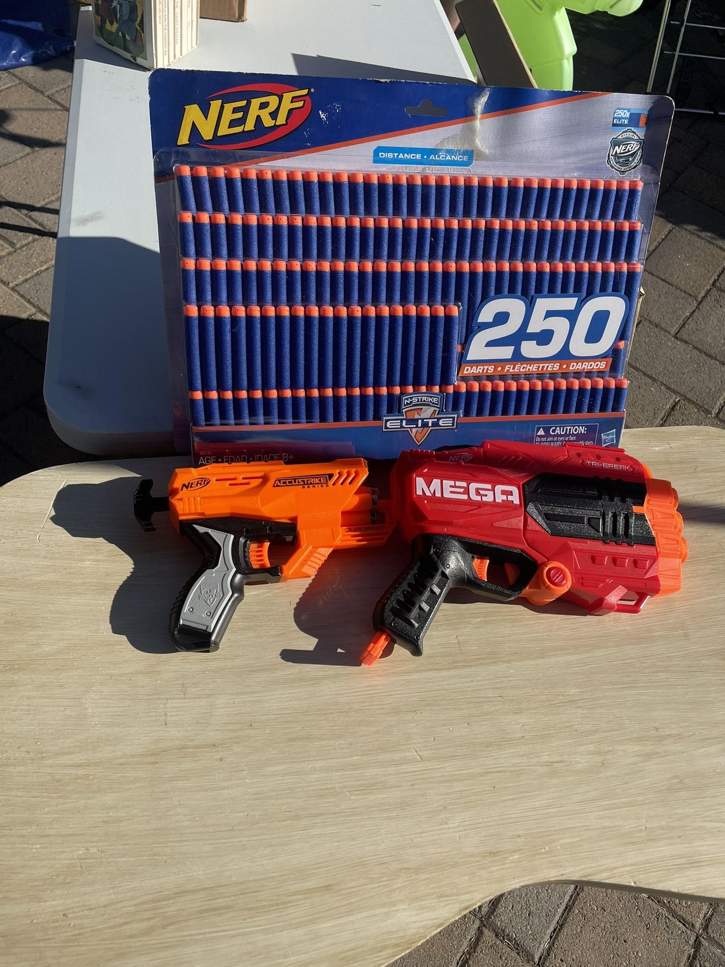 250 Nerf Bullets (New, Unopened) And Bonus: 2 Nerf Guns