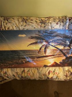 Large Tropical Beach Sunset Canvas Wall Art