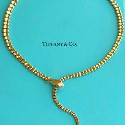 Vintage Tiffany & Co. Elsa Peretti 18 Karat Yellow Gold Snake Necklace 21” Very Rare