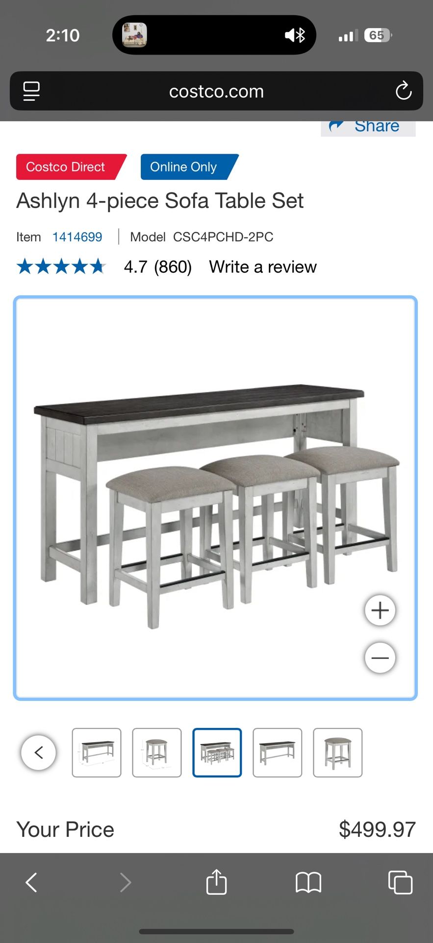 Ashlyn Sofa Table Set